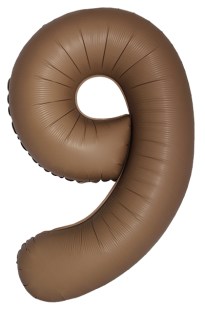 Шар (40''/102 см) Цифра, 9 Slim, Шоколад, Матовый, 1 шт.