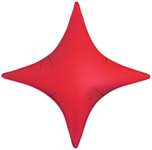Шар (31''/79 см) Звезда, 4х-конечная, Сириус, Красный, Сатин, 1 шт.