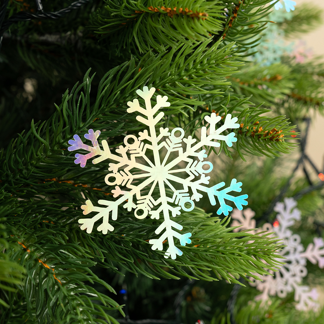 Декоративное украшение Снежинки Льдинки, 9 см, Серебро, Голография, 8 шт.