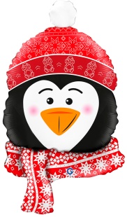 Шар (14''/36 см) Мини-фигура, Новогодний пингвин, 1 шт.