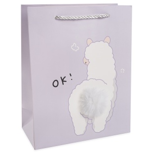 Пакет подарочный, 210гр, Пушистые хвостики, Дизайн №2, 24,5*19,5*9,5 см, 1 шт.