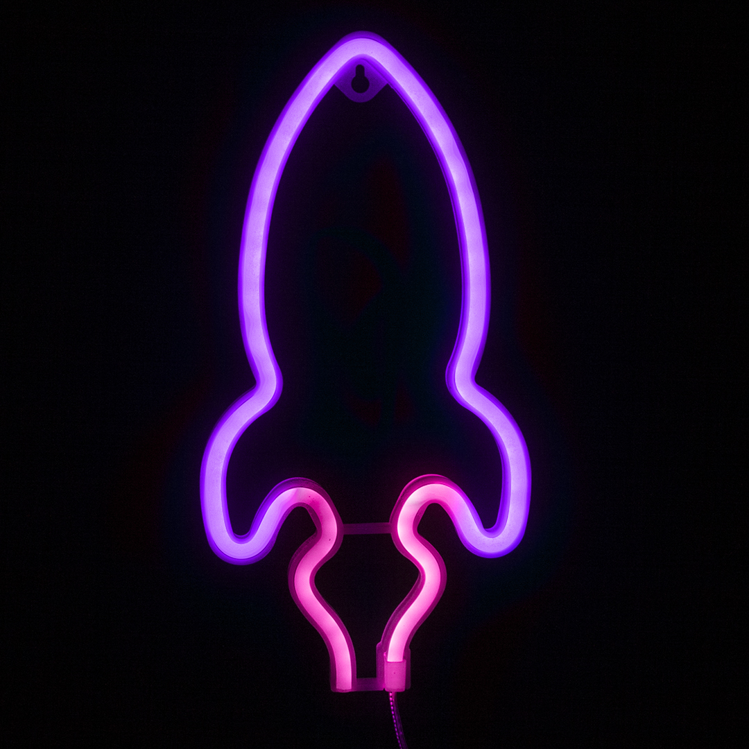 Световая фигура Ракета, 14,5*29 см. Розовый/Сиреневый, 1 шт.