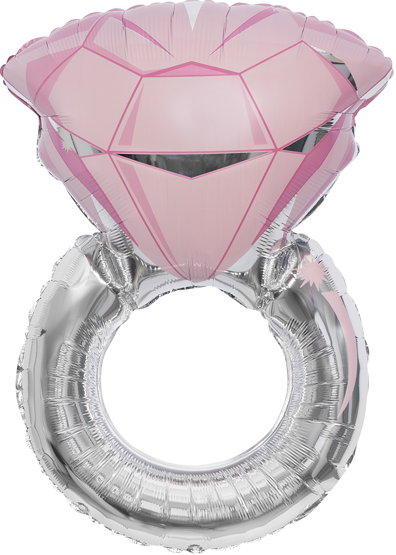 Шар (28''/71 см) Фигура, Кольцо с бриллиантом, Розовый, 1 шт.