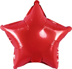 Шар с клапаном (10''/25 см) Мини-звезда, Красный, Металлик, 1 шт.