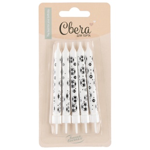 Свечи Футбольные мячи, 8 см, 5 шт. с держат.