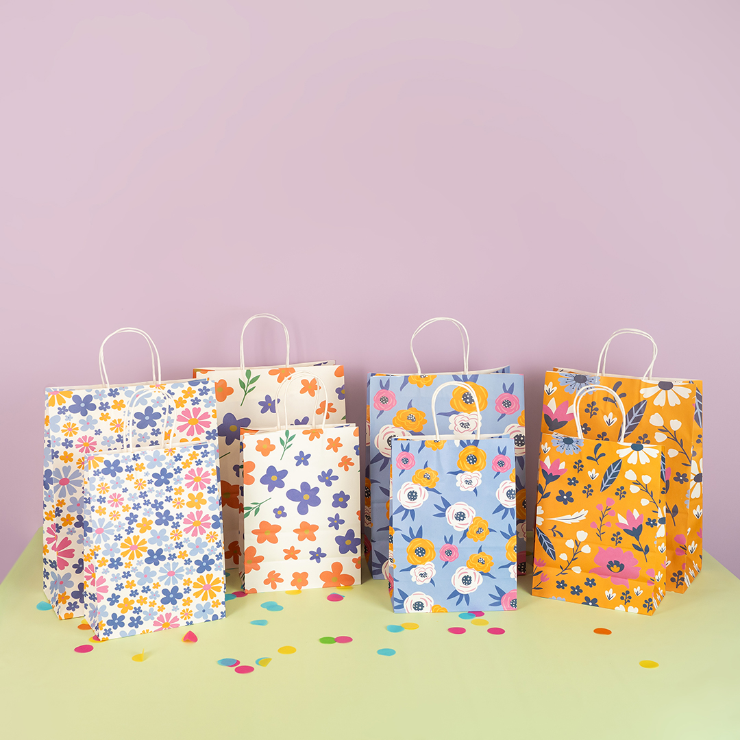 Пакет подарочный, Крафт 120гр, Цветочный орнамент, Дизайн №2, 33*25,5*12,5 см, 1 шт.