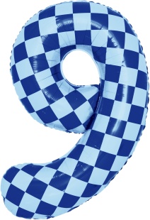 Шар (34''/86 см) Цифра, 9 Клеточки, Голубой/Синий, 1 шт. в уп.