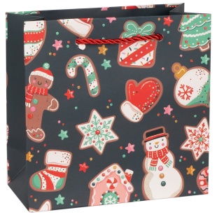 Пакет подарочный, 210гр, Новогодний микс, Дизайн №1, с блестками, 15*14*7 см, 1 шт.