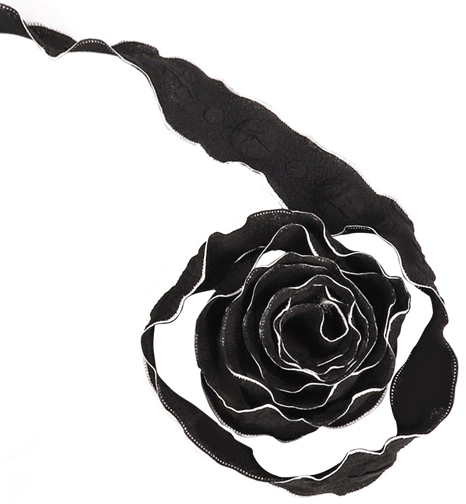 Лента тканевая (2,5 см*9,14 м) Элегантная волна, Черный/Белый, 1 шт.