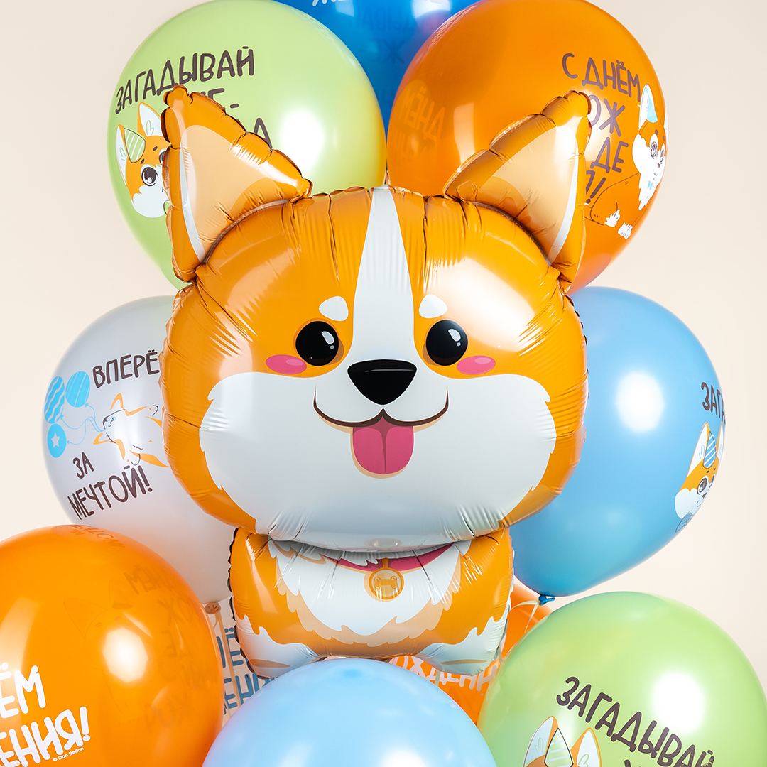 Шар (32''/81 см) Фигура, Корги, 1 шт. в уп.