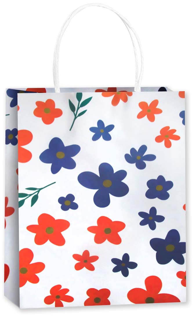 Пакет подарочный, Крафт 120гр, Цветочный орнамент, Дизайн №2, 33*25,5*12,5 см, 1 шт.