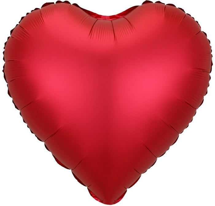 Шар с клапаном (9''/23 см) Мини-сердце, Красный, Сатин, 1 шт.