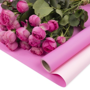 Упаковочная пленка 65мкр (0,57*10 м) Двухцветная, Светло-розовый/Розовый, Матовый, 1 шт.