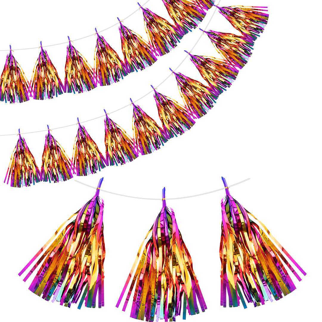 Гирлянда Тассел, Радужный, Металлик, 35*12 см, 12 листов.
