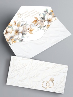 Конверт для денег, Обручальные кольца, Металлик, 1 шт.