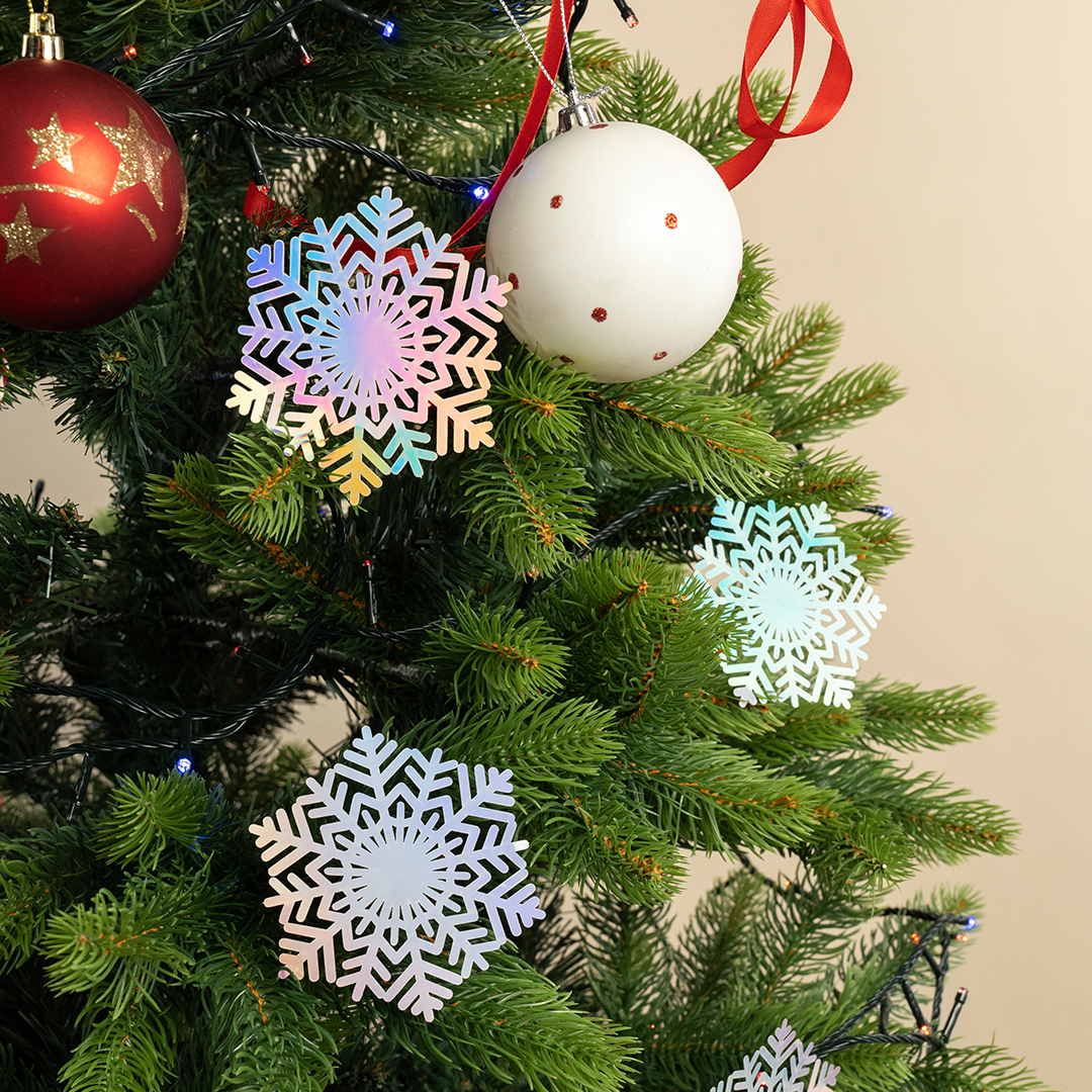Декоративное украшение Волшебные снежинки, 9 см, Серебро, Голография, 8 шт.