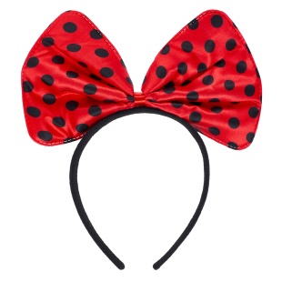 Ободок Бант, Черные точки, Красный, 1 шт. 