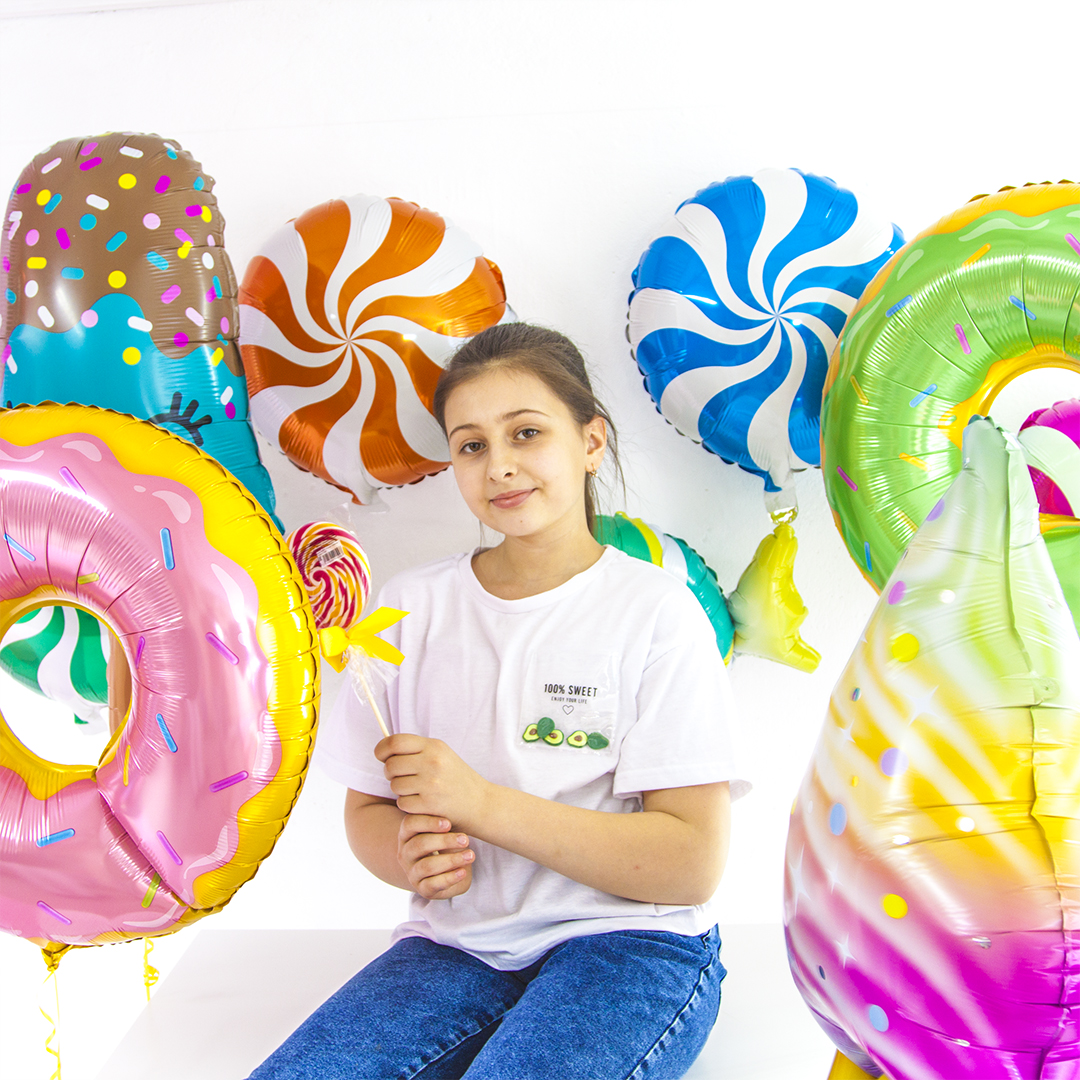 Шар (29''/74 см) Фигура, Пончик, Зеленый, 1 шт.