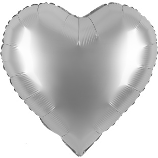 Шар (18''/46 см) Сердце, Серебро, Сатин, 1 шт.