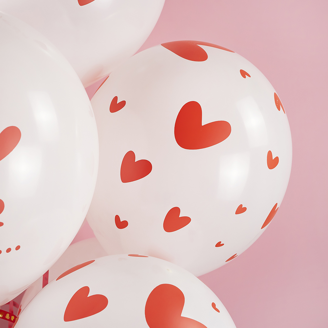 Шар (12''/30 см) Я Тебя Люблю ... (сердечки), Белый, пастель, 5 ст, 25 шт.