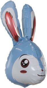 Шар (22''/56 см) Фигура, 3D Голова, Заяц (надув воздухом), Голубой, 1 шт.