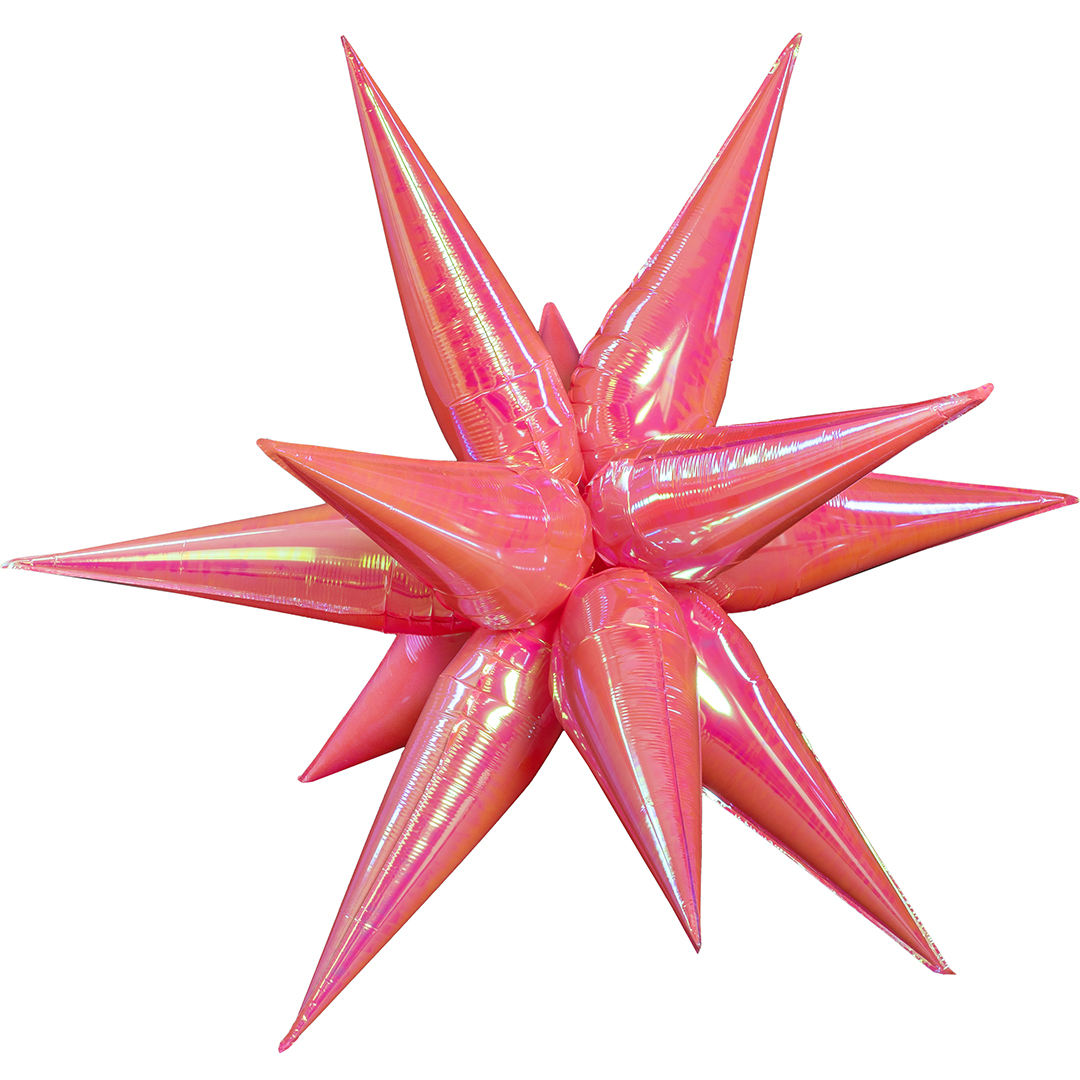 Шар 3D (26''/66 см) Звезда, Составная, Розовый, Хамелеон, 1 шт. в уп.