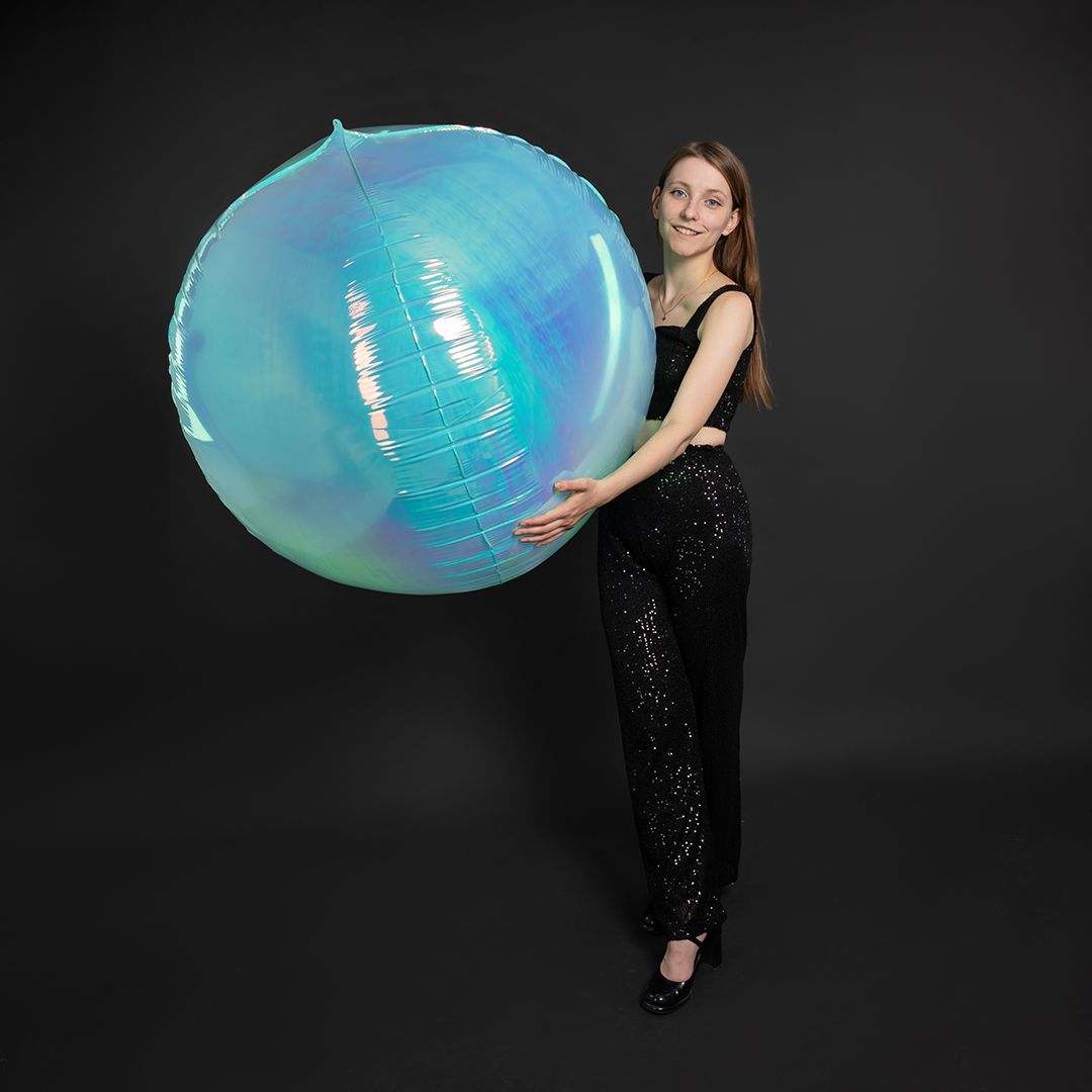 Шар 3D (60''/152 см) Сфера, Голубой, Хамелеон, 1 шт. в уп.