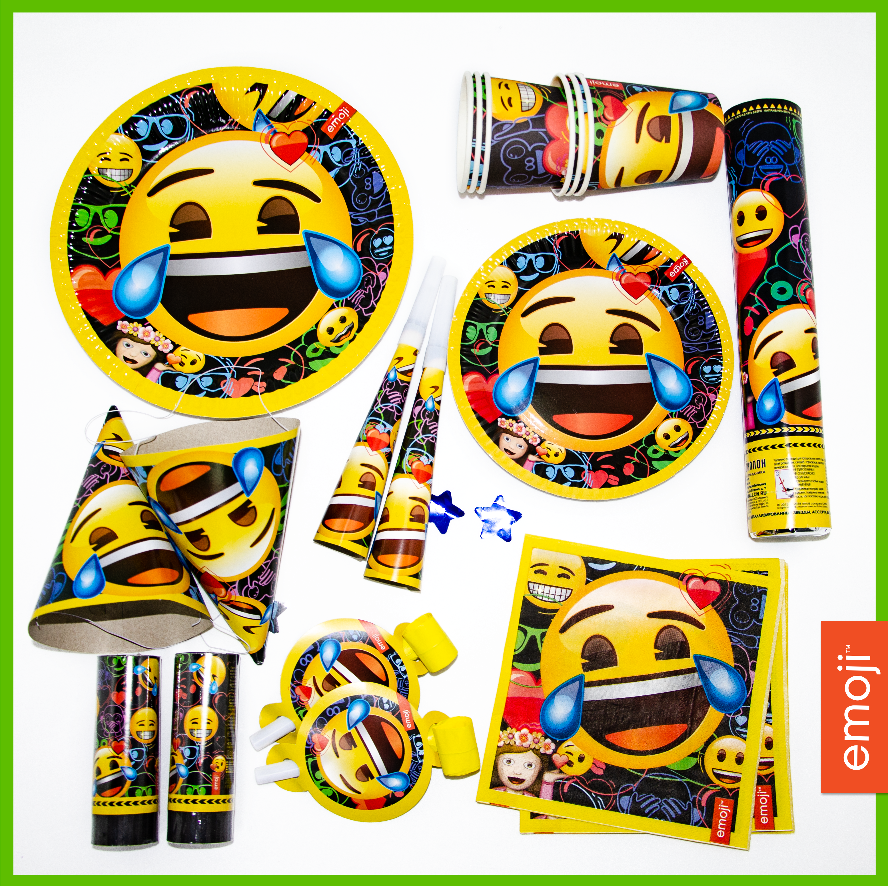 Сервировочные салфетки, Смайл, Emoji, Черный, 33*33 см, 12 шт.