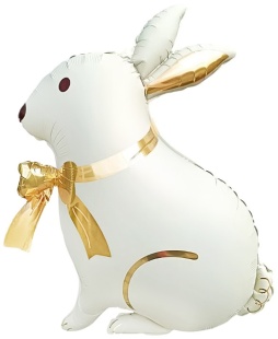 Шар (33''/84 см) Фигура, Зайка с бантиком, Кремовый, Сатин, 1 шт.