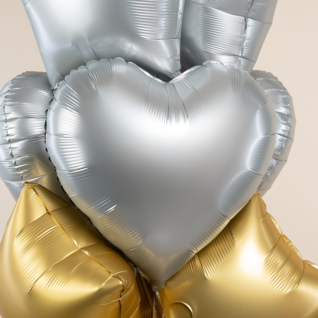 Шар (18''/46 см) Сердце, Серебро, Сатин, 1 шт.