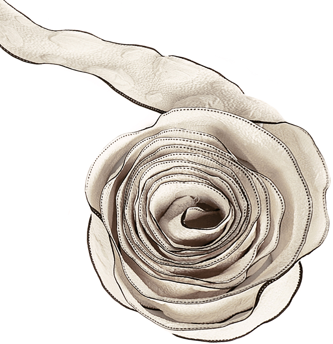 Лента тканевая (4 см*9,14 м) Элегантная волна, Кремовый/Черный, 1 шт.