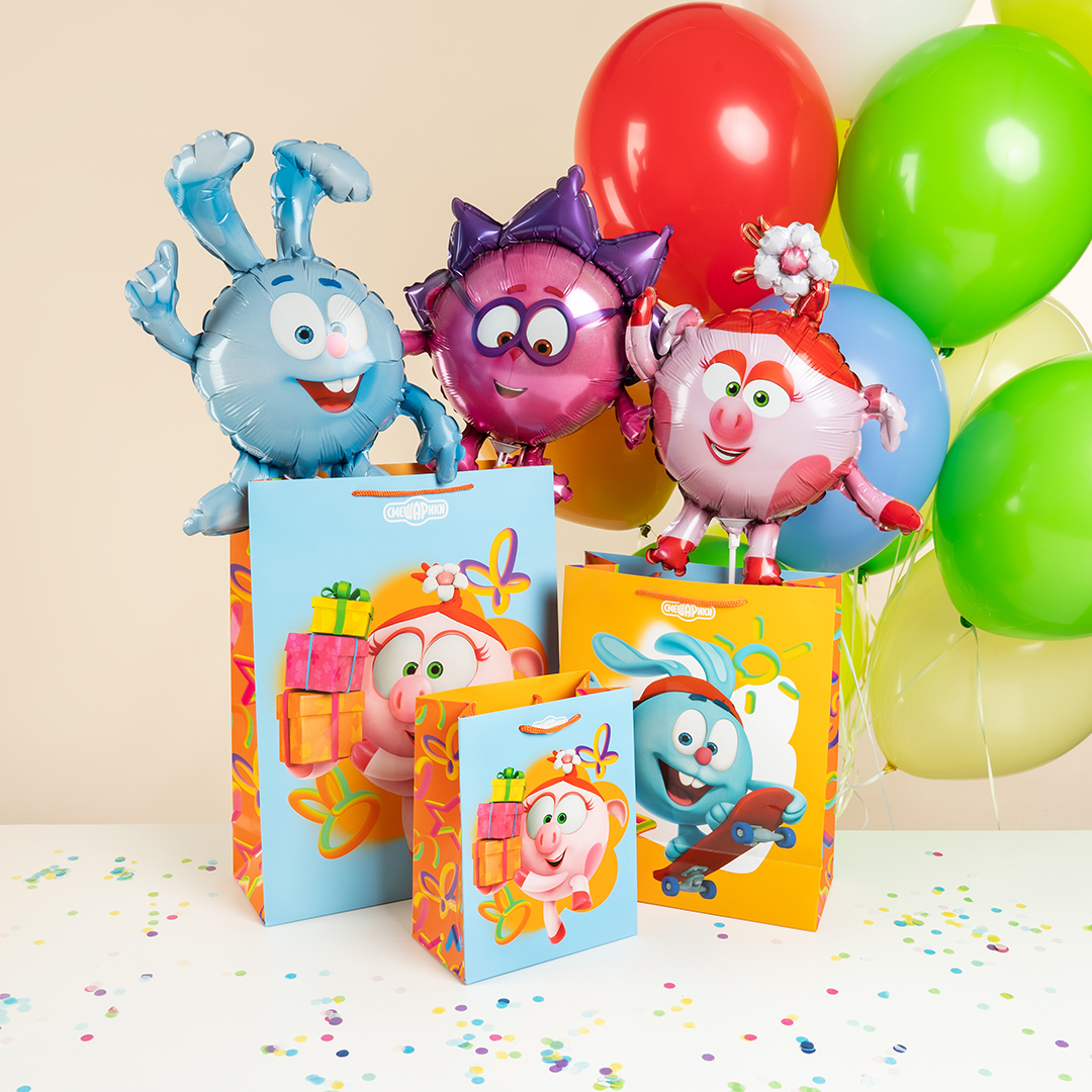 Пакет подарочный, 210гр, Смешарики, 23*18*10 см, 1 шт.