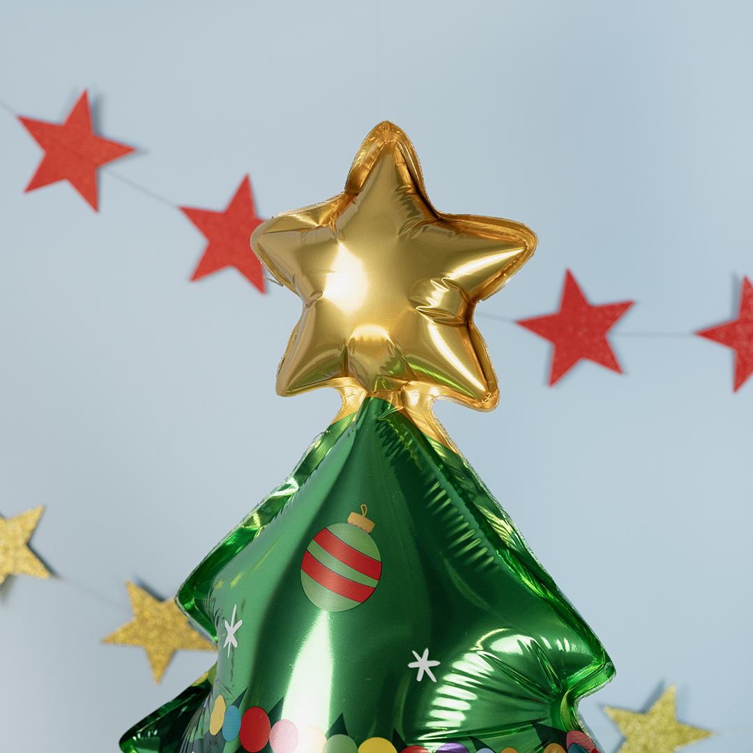 Шар 3D (32''/81 см) Фигура на подставке, Новогодняя елочка, Ярко-зеленый, 1 шт.
