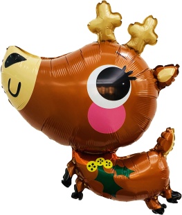 Шар с клапаном (14''/36 см) Мини-фигура, Новогодний олененок, 5 шт. в уп.