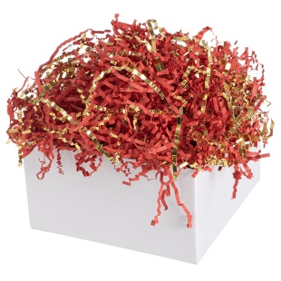 Наполнитель для коробок, Праздничный Дуэт, бумага, ПП, Красный/Золото, Металлик, 50 г.