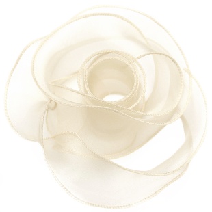 Лента декоративная (4 см*9,14 м) Органза с леской, Кремовый, 1 шт.