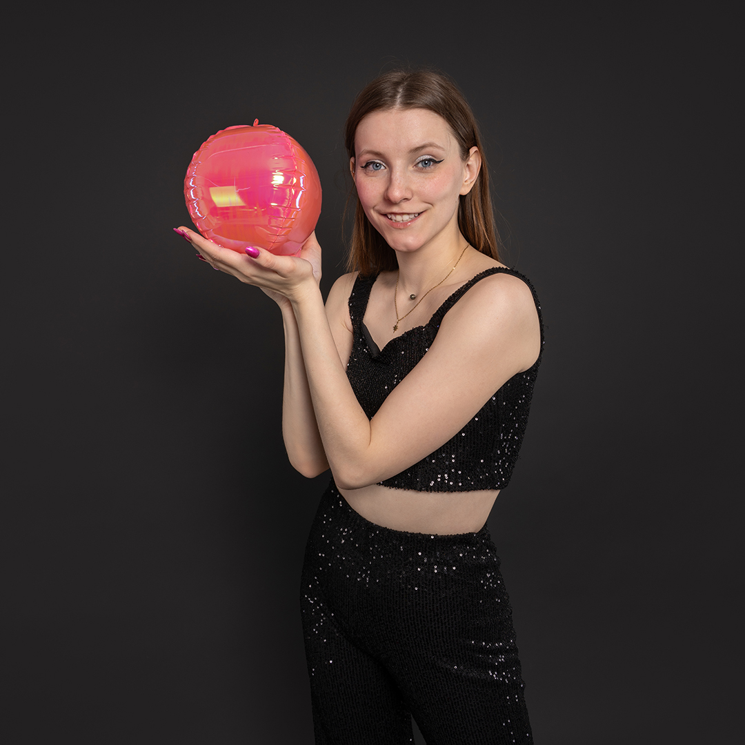 Шар 3D (10''/25 см) Мини-сфера, Розовый, Хамелеон, 1 шт. в уп.