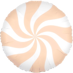 Шар (18''/46 см) Круг, Леденец, Персиковый/Белый, 1 шт. в уп.
