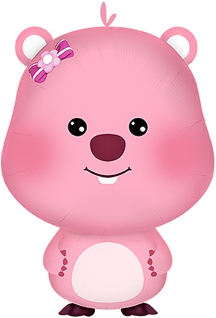 Шар (24''/61 см) Фигура, Милый Бобр, Розовый, 1 шт.