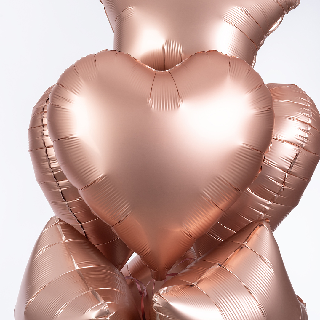 Шар (18''/46 см) Сердце, Розовое Золото, Сатин, 1 шт.