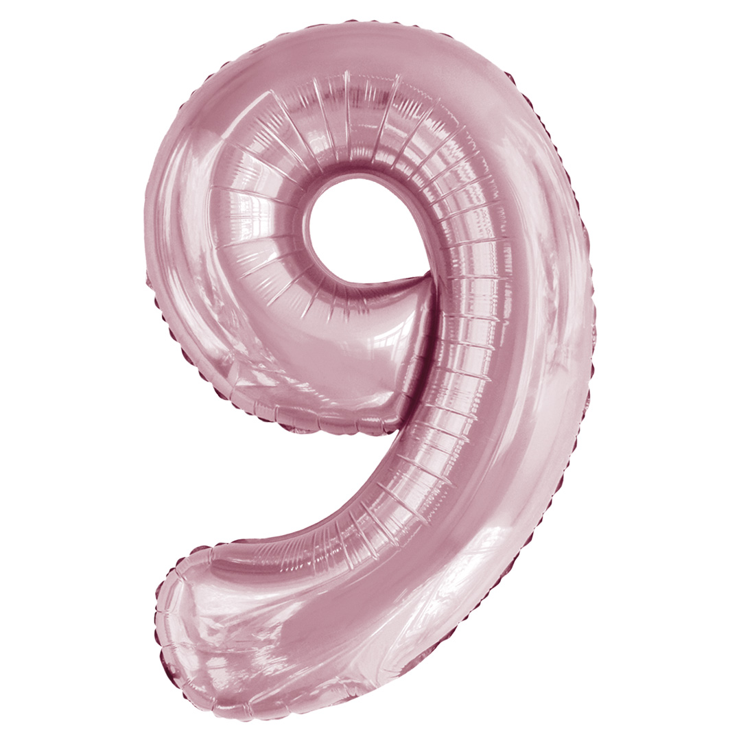 Шар (34''/86 см) Цифра, 9 Slim, Светло-розовый, 1 шт. в уп.