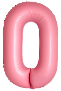 Шар (40''/102 см) Цифра, 0 Slim, Светло-розовый, Макарунс, 1 шт. в уп.