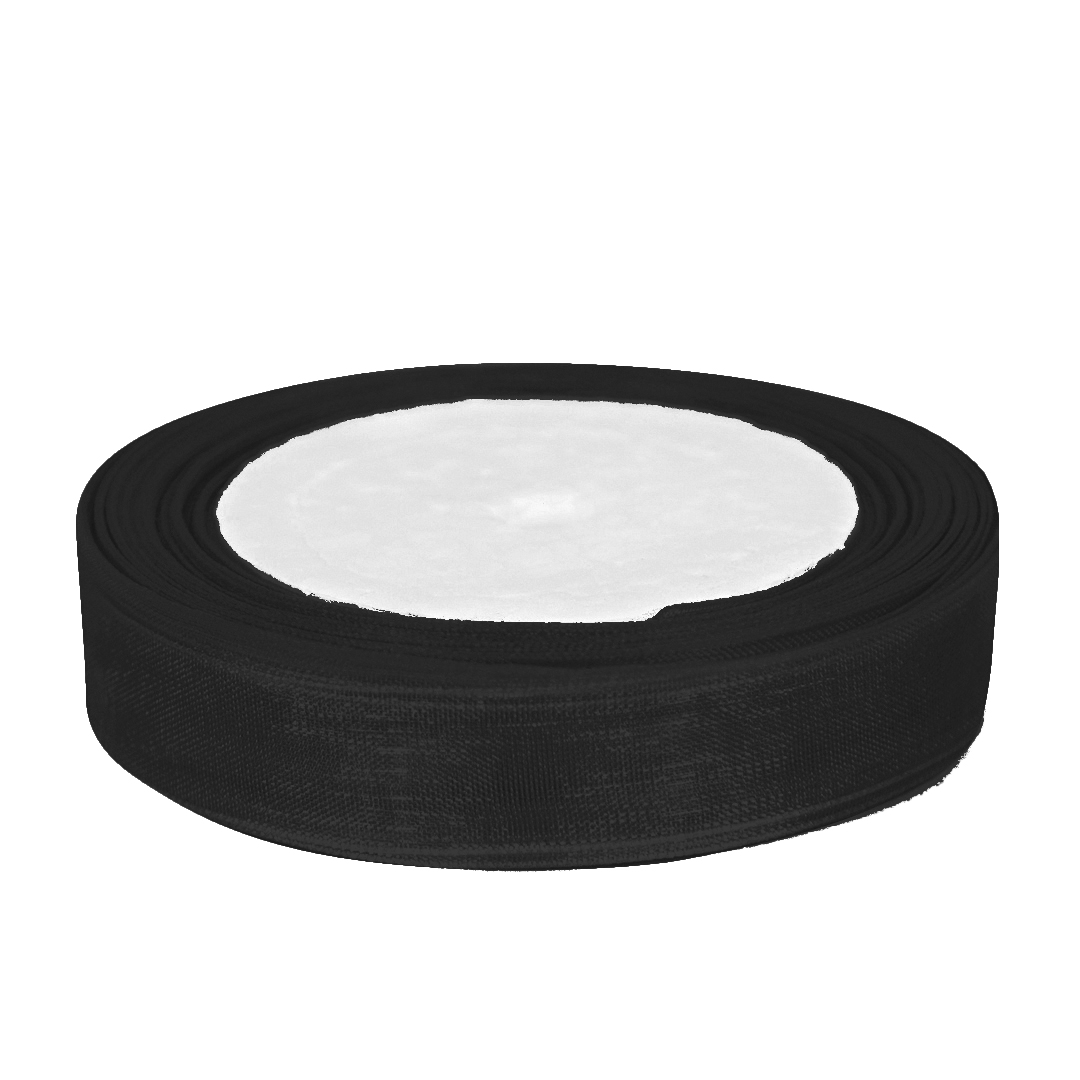 Лента органза (1,2 см*22,85 м) Черный, 1 шт.