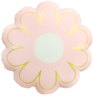 Шар (21''/53 см) Цветок, Ромашка, Золотые лепестки, Розовый, Сатин, 1 шт.