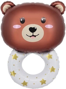 Шар (27''/69 см) Фигура, Погремушка Медвежонок, 1 шт. в уп. (цв.этик.)