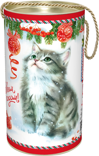Туба из картона Акварельные котики (с анимацией), с блестками, 22*12*12 см, 1 шт. 