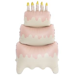 Шар 3D (47''/119 см) Фигура, Торт со свечками, Розовый, Сатин, 1 шт. в уп.