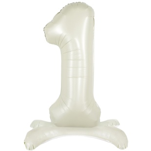 Шар (32''/81 см) Цифра на подставке, 1, Белый песок, 1 шт. в уп.