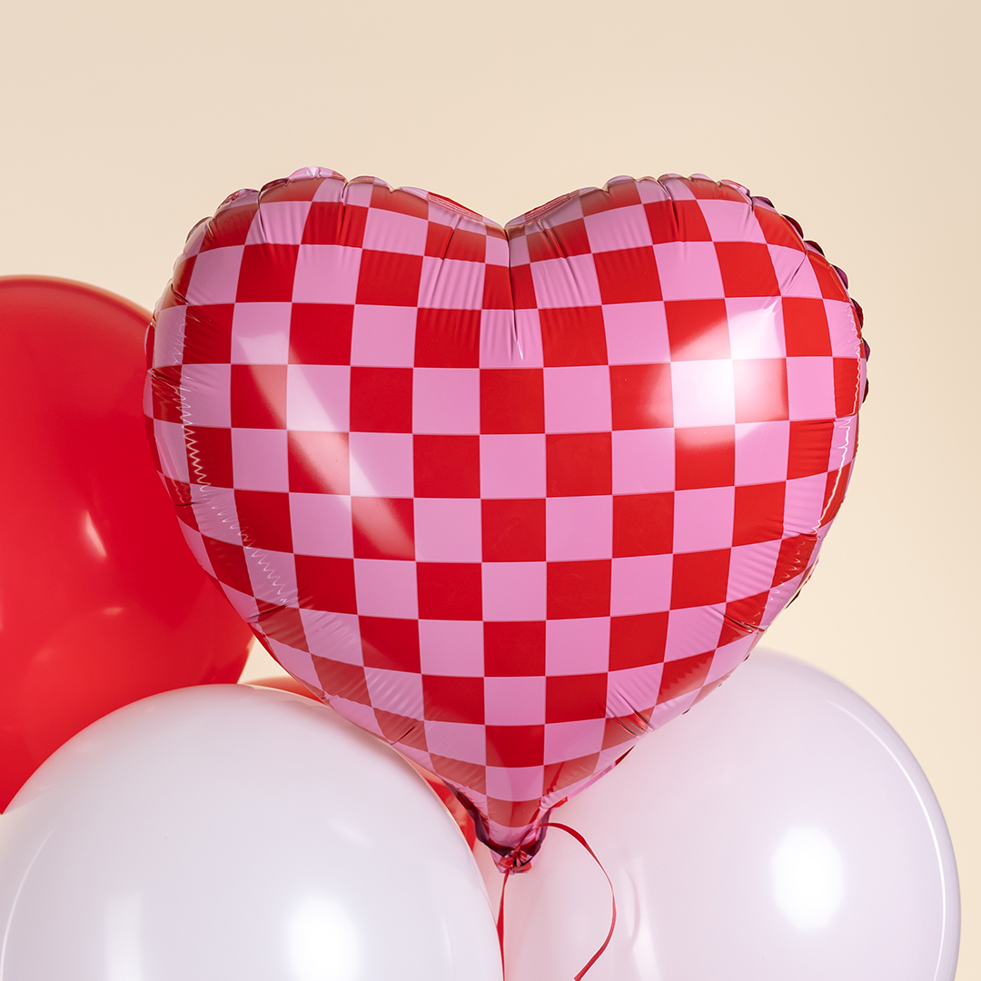 Шар (18''/46 см) Сердце, Клеточки, Фуше, 1 шт.