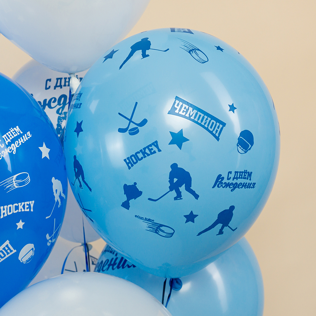 Шар (12''/30 см) Хоккей, Ассорти, пастель, 5 ст, 25 шт.
